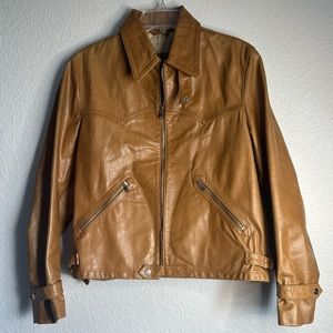 Vespa Leather Moto Jacket Camel Color